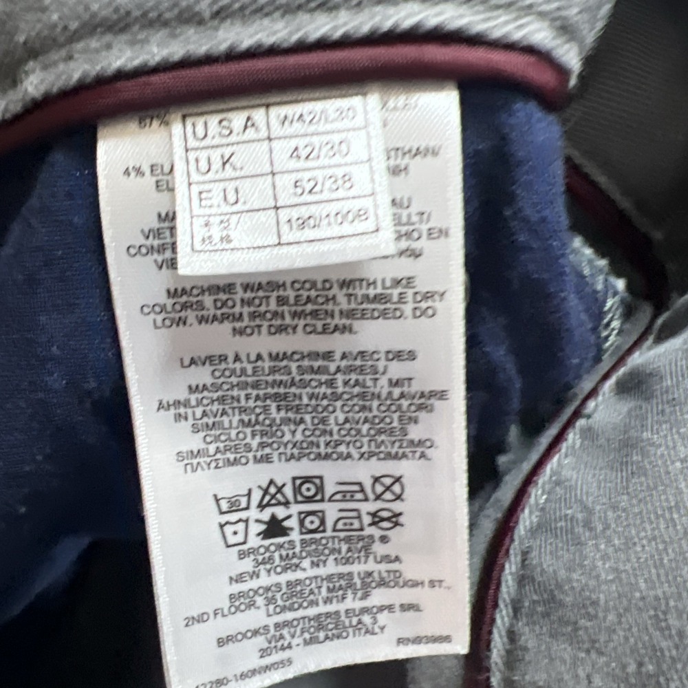 Brooks Brothers Men's Jeans 42/29 Special Selection Olimpias Gray Flex Tapered - Picture 6 of 11